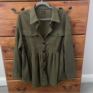 Olive Green Button-Up Women's Shacket